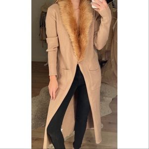 Lush Tan Cardigan w/ Fur Collar